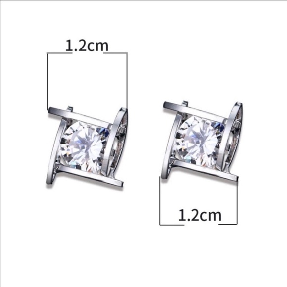 NEW 3D Silver Cage Simulated Diamond Stud Earrings Fashion Jewelry - Picture 6 of 6
